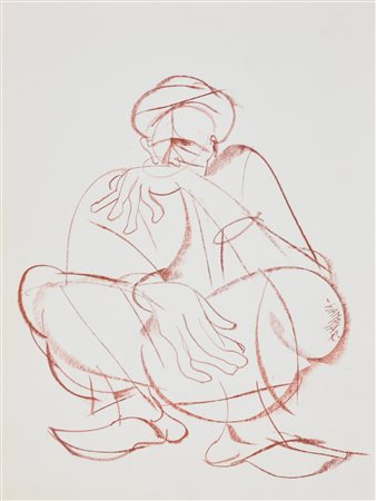 GIANBAR (Gianni Baretta) MAROCCHINO pastello su carta, cm 41,5x31,5 firma sul...