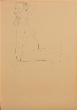 Raffaele Ponte Corvo RITRATTO FEMMINILE matita su carta, cm 70x50 retro:...