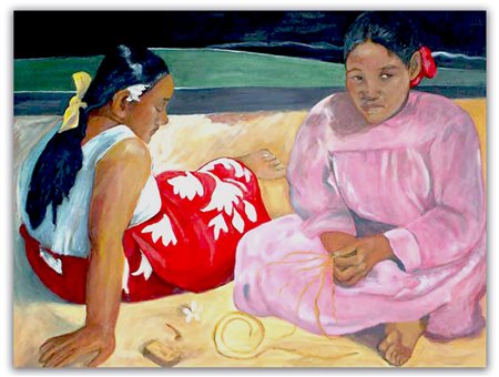 Oria Strobino, Omaggio a  P. Gauguin: “Due donne Tahitiane sulla spiaggia”