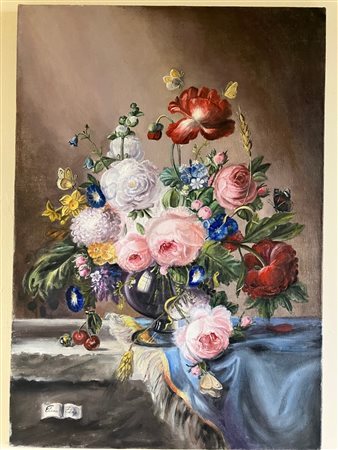 Elena Zene, Natura morta con panno blu