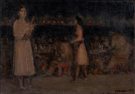 GUIDO CADORIN, Serata in fondamenta a Venezia - Nudo disteso (al verso), 1947