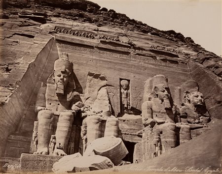 Félix Bonfils (1831-1885)  - Nubie, Temple D'Abou Simbel, Egypte ; Ile de Phyloe, Pris de Bighée, Egypte, 1880s
