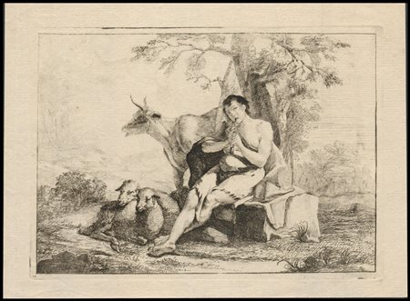 Anonimo incisore del '600: SCENA BUCOLICA