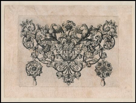 Anonimo incisore della scuola francese del XVII secolo: FOGLIO ORNAMENTALE
