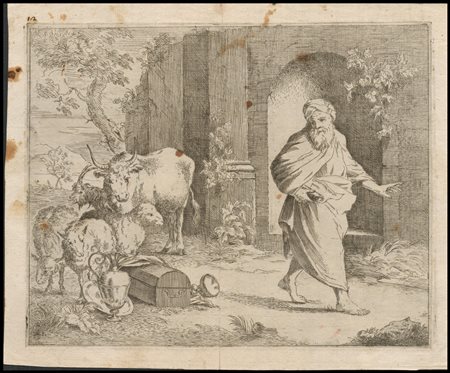 Anonimo incisore del XVII secolo: OMNIA MEA MECUM PORTO