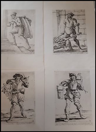 Giuseppe Maria Mitelli 
(1634 - 1718): MAGNANO, ACQUAIOLO DACQUA DEL RENO, CONCIA GRANO E VENDITORE DI CIPOLLE, 1660