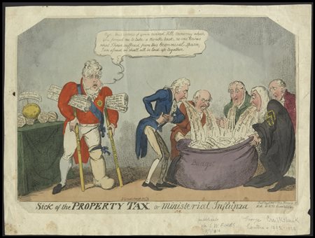 George Cruikshank (1792 – 1878): SICK OF THE PROPERTY TAX OR MINISTERIAL INFLUENZA