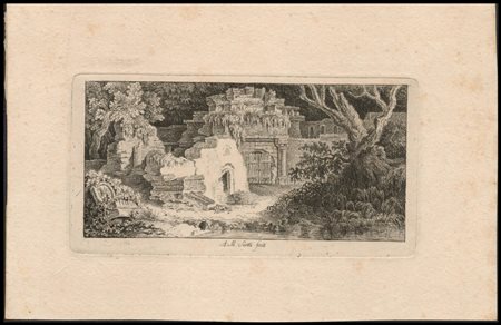 Anton Marcell Scotti (1765-1795): CAPRICCIO CON ROVINE