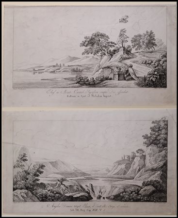 Pietro Parboni (1783 - 1841) da Gaspard Poussin (1615 – 1675): COPPIA DI INCISIONI RAPPRESENTANTI SCENE BIBLICI, 1810