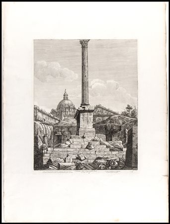 Luigi Rossini (1790-1857): COLONNA DELL'IMPERATORE FOCA NEL FORO ROMANO, 1819