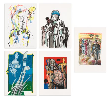 AUTORI VARI (BRINDISI, TRECCANI, KODRA, MELLONE E TERRUSO) - Lotto unico di 5 opere grafiche