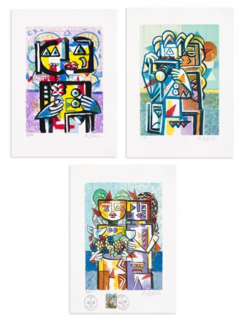 IBRAHIM KODRA (1918-2006) - Lotto unico di 3 litografie