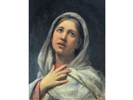 Lonza (inizio XIX secolo) Madonna Olio su tela Firmato Misure 53,5x41,5 cm