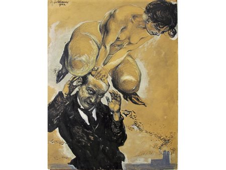 Firma illeggibile (inizio XX secolo) Caricatura Tecnica mista su cartoncino...