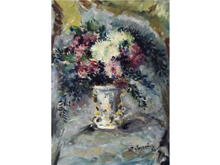 Pierangelo Basorini (Milano 1905-1973) Vaso di fiori Olio su cartone telato...