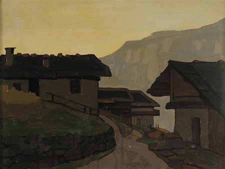 Giuseppe Balata (Tiarno di Sopra 1879-1965) Paesaggio Olio su cartoncino...