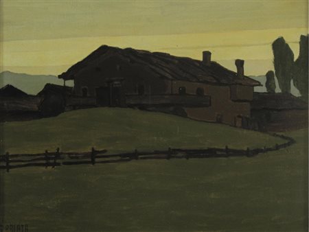 Giuseppe Balata (Tiarno di Sopra 1879-1965) Paesaggio Olio su cartoncino...