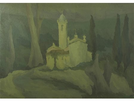 Mario Dalla Fini (Badia Polesine 1935) Chiesa di Pigozzo Olio su tela Firmato...