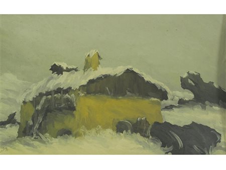 Mario Dalla Fini (Badia Polesine 1935) Nevicata Olio su cartone telato...