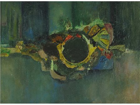 Anselmo Sinibaldi (1935) Composizione Fleur d'Anys Tecnica mista olio collage...