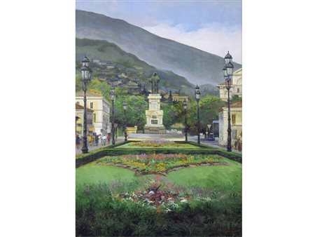 Mariano Moreno (Seregno 1955) Piazza Arnaldo a Brescia Olio su tela Firmato...