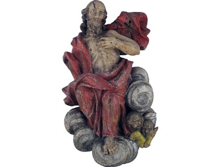 Scultura lignea policroma Dio Creatore Epoca XVII secolo Altezza 35 cm