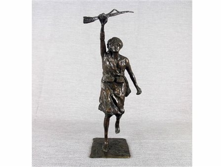 Attilio Prendoni (Milano 1874-1942) Berbero Bronzo Firmato Alto 42 cm