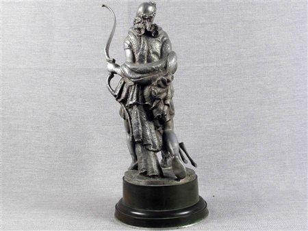 Carlo Lorenzetti (Venezia 1858-1945) Diana col cervo Alluminio Lieve crepa...