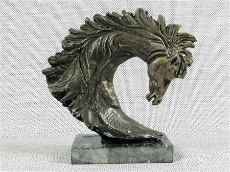 Costanzo Mongini (Milano 1918-1981) Testa di cavallo Bronzo Firmato Alto 17,5...