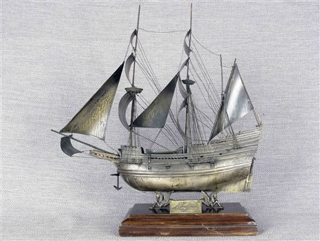 Riproduzione di un modello di imbarcazione Mayflower Argento 800 Alta 42,5 cm...