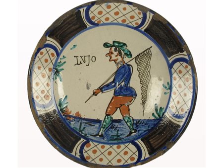 Piatto in maiolica Montelupo Fiorentino. Epoca XVII secolo. Raffigura il mese...