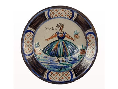 Piatto in maiolica Montelupo Fiorentino. Epoca XVII secolo. Raffigura il mese...