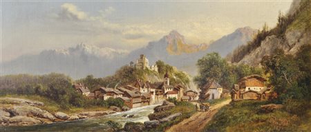 Edmund Höd (Wien/Vienna ca. 1837 - 1888) Landeck, 1878;Olio su tela, 21 x...