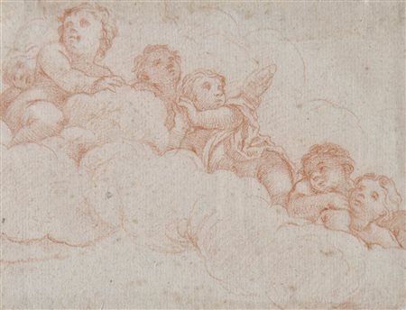 Künstler des 18. Jh./Artista del XVIII sec. Angeli su nuvole;Sanguigna, 12 x...