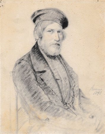 Deutscher Künstler um 1840 Ritratto di un uomo con basco (autoritratto?),...