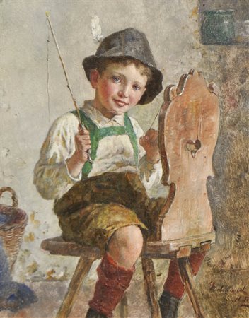 Anton Schrödl (Wien/Vienna 1820 - 1906) "Gredl" tirolese a Hallstatt,...