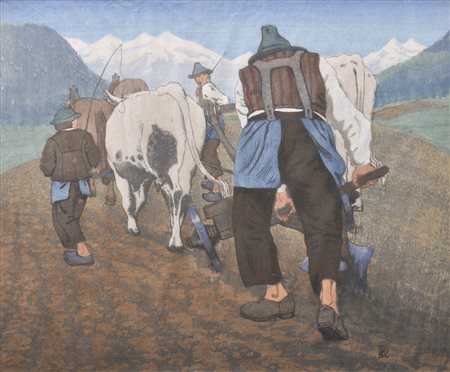 Karl Pferschy (Deutschlandsberg 1888 - Bozen/Bolzano 1930) Aratore nella Val...