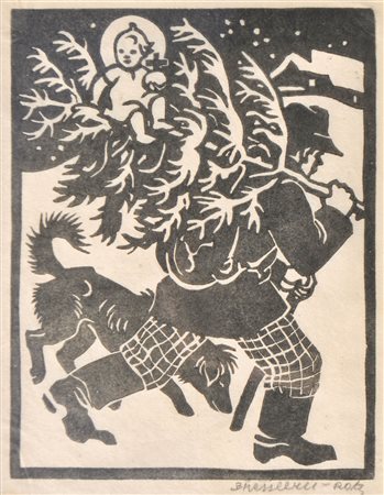 Norbertine Bresslern-Roth (Graz 1891 -1978) Natale;Xilografia, 14 x 11 cm...