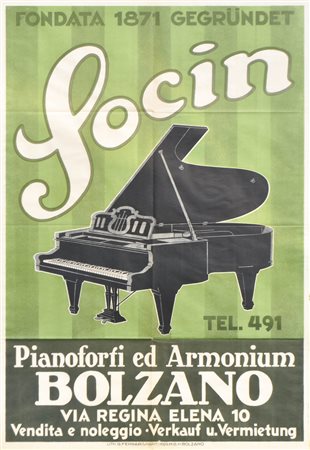 Anonym/Anonimo Manifesto "Socin - Pianoforti ed Armonium Bolzano", Bozzetto...