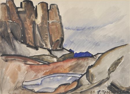 Erich Torggler (Kufstein 1899 - Innsbruck 1938) Paesaggio dolomitico,...