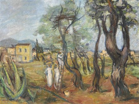 Christian Hess (Bozen/Bolzano 1895 - Schwaz 1944) Raccolta delle olive in...