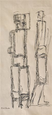 Fritz Wotruba (Wien/Vienna 1907 - 1975) Due figure;China, 44 x 20 cm, in...