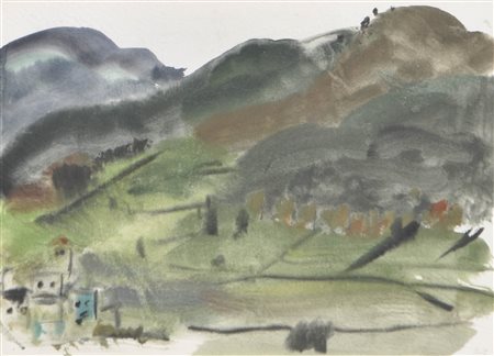 Anton Frühauf (Meran/Merano 1914 - 1999) Paesaggio meranese;Acquerello, 28 x...