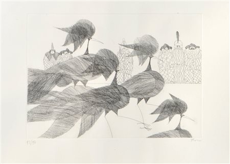 Paul Flora (Glurns/Glorenza 1922 - Innsbruck 2003) Uccelli e...