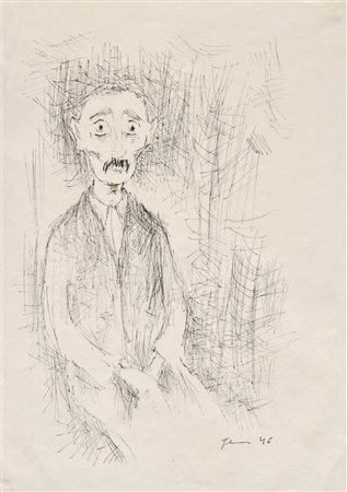 Paul Flora (Glurns/Glorenza 1922 - Innsbruck 2003) Uomo seduto, 1946;China,...