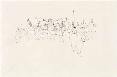 Paul Flora (Glurns/Glorenza 1922 - Innsbruck 2003) Banda musicale;China, 40 x...