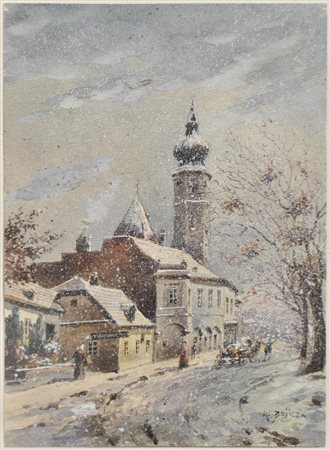 Carl Wenzel Zajicek (Wien/Vienna 1860 - 1923) Caduta della neve in...