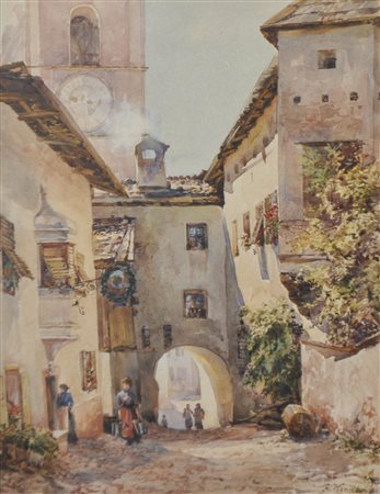 Adolf Werner (Frankenmühle 1827 - Dobrilugk 1904) Castelrotto;Acquerello, 29...