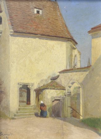 Adolf Reich (Wien/Vienna 1887 - 1963) Ingresso di una chiesa (Anzenbach),...