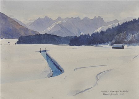 Eduard von Handel-Mazzetti (Innsbruck 1885 - 1950) Seefeld con vista sui...